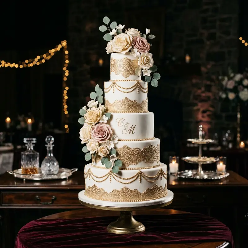 Floral Custom Wedding Cake